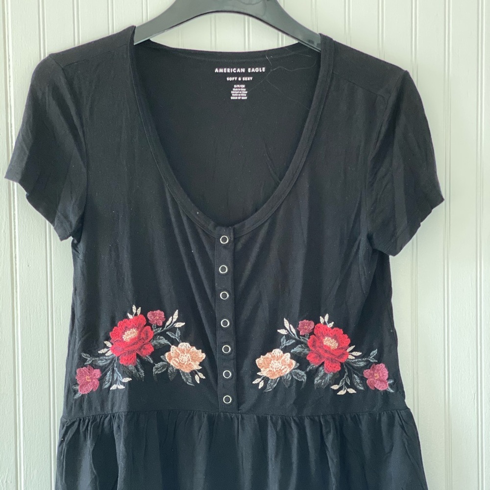 Black floral peplum blouse